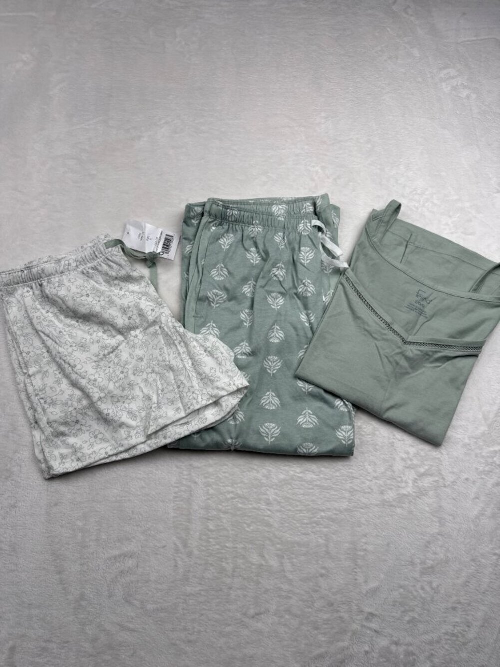 Felina Womens 4-Piece Sleepwear Set - Whisper White/Aqua Gray - Size S